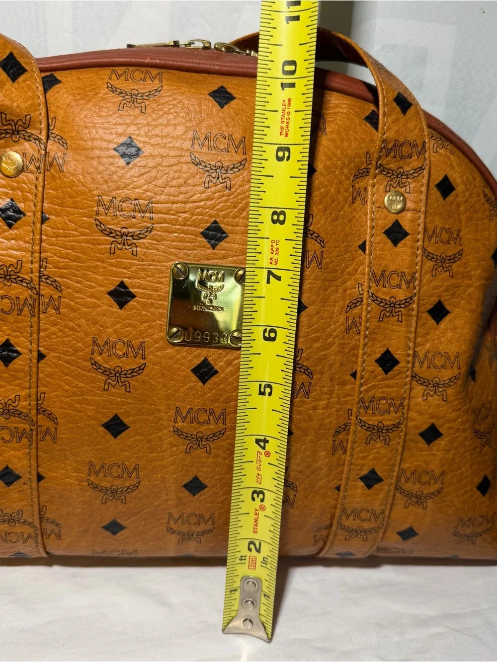 MCM Cognac Monogram Visetos Dome Tote with Shoulder Straps